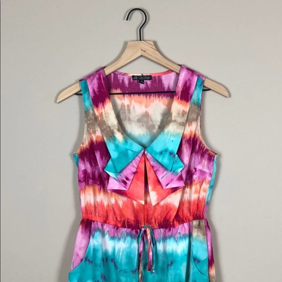 BeBop Tie Dye Ruffle Front Dress (Medium) - Picture 2 of 8